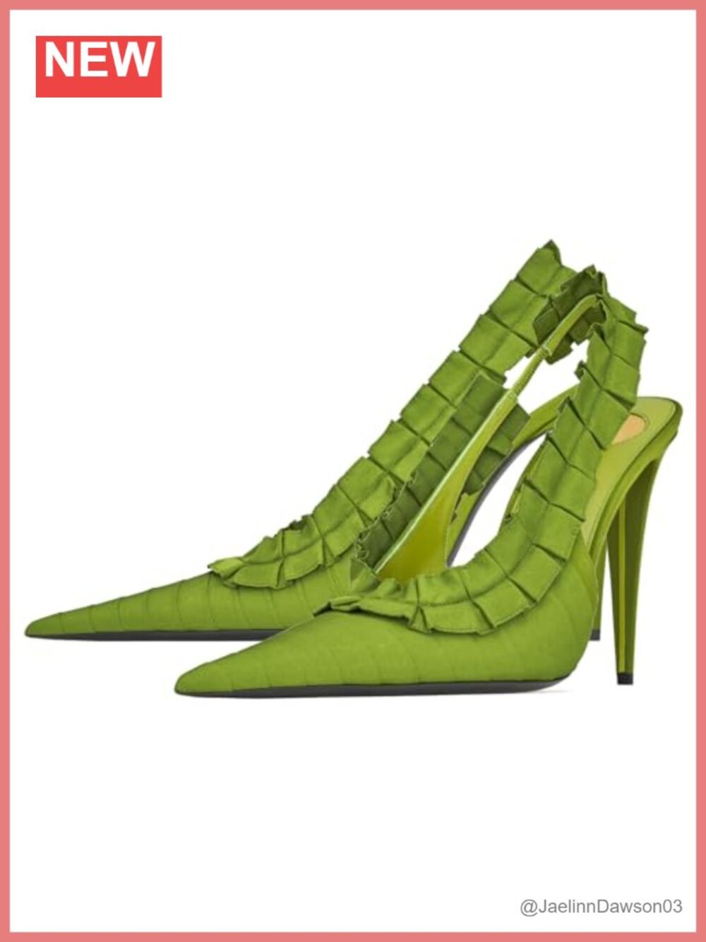 Women's Ruffles-Detail Slingback Pumps Pointed Toe Stiletto Heels